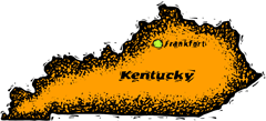 Kentucky woodcut map showing location of Frankfort